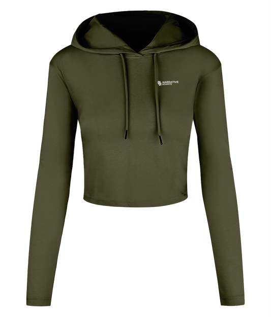 NR ACTIVE CROPPED HOODIE IN OLIVE