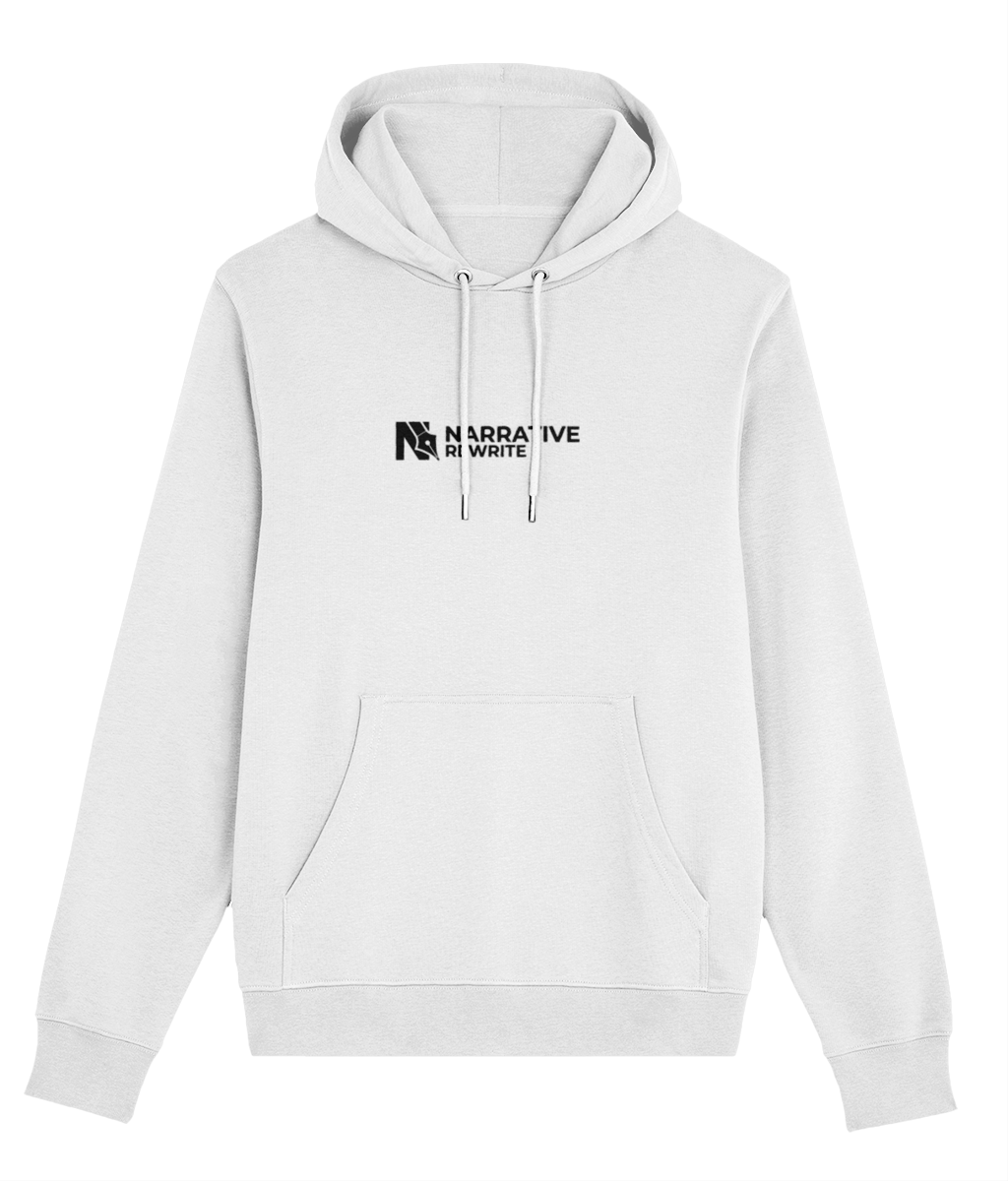 White hoodie deals with black writing