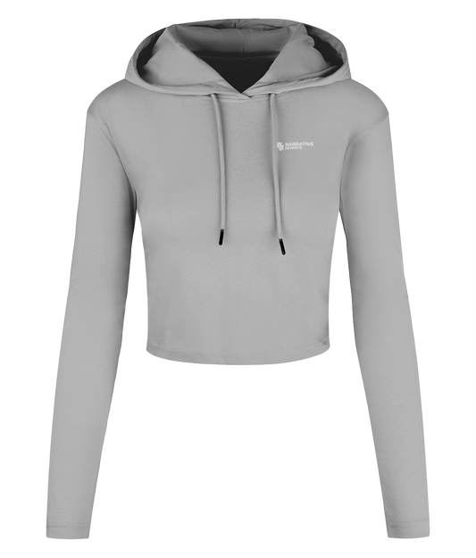 NR ACTIVE CROPPED HOODIE IN HEATHER GREY