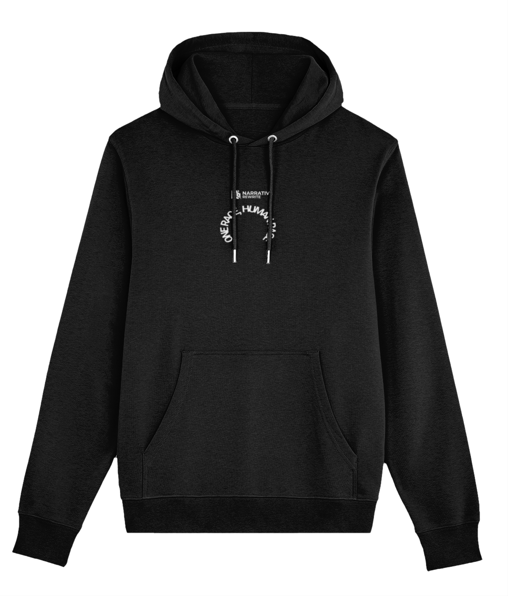 REWRITE HUMAN RACE UNISEX HOODIE IN BLACK