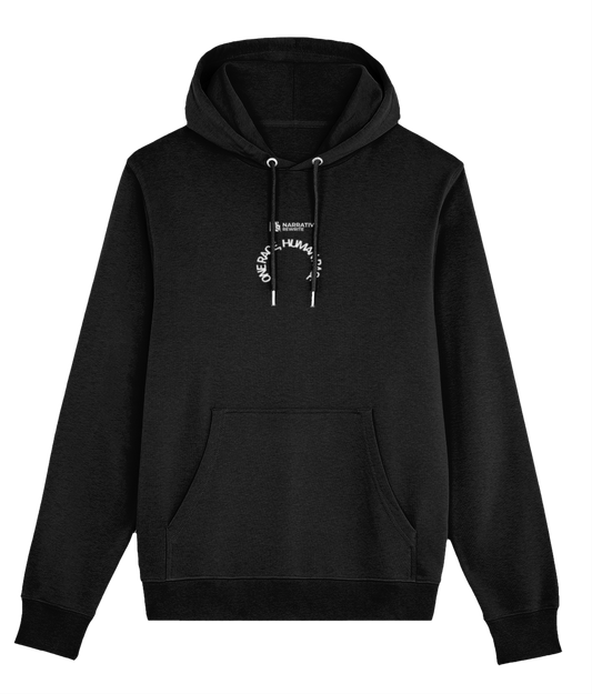 REWRITE HUMAN RACE UNISEX HOODIE IN BLACK